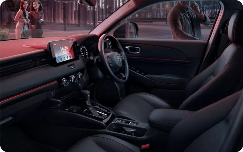 Stylish Black Interior with NEW Red Lining